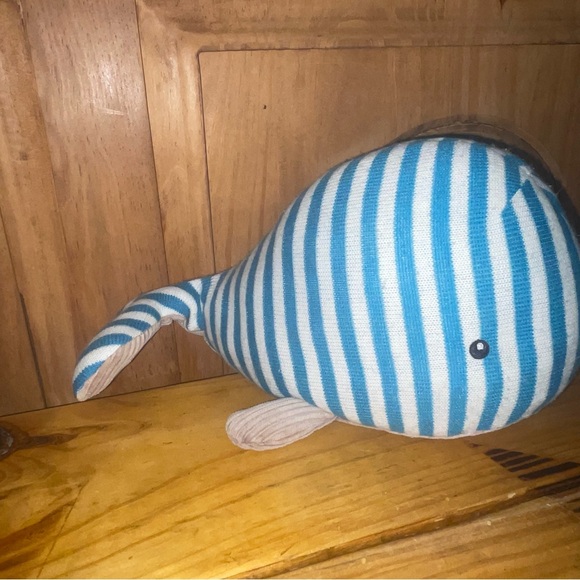 Just Born Sparkle Knit Plush Toy Whale Striped Blue Fish stuffed animal fish sea - Picture 7 of 7
